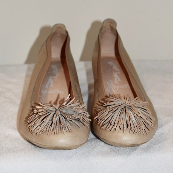 Hispanitas Leather Sand Pom Pom Shoes 8 - Picture 2 of 7